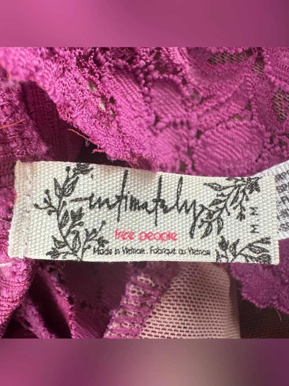Free People Intimately Avery Lace Bodysuit, Vibrant Orchid- Size Medium